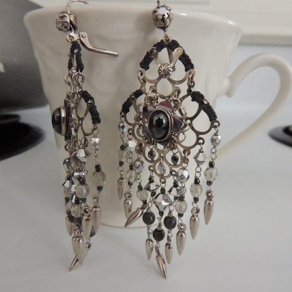 Beautiful pendant earrings, with onyx - Picture 5 of 5